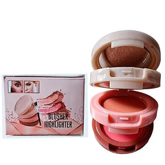 Mocallure New Professional Long Lasting Waterproof 3 in1 Makeup Blusher & Highlighter