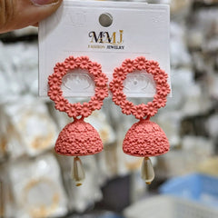 Stainless Steel MMJ Bohemian Floral Jhumka Earrings - Each