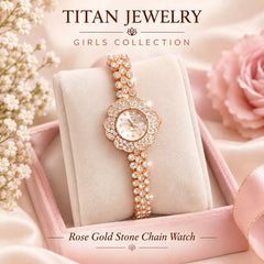 TITAN Ladies Fancy Collection – Full Nugina Case, Dial & Chain Watch