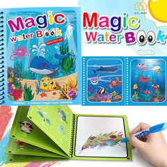 Magic Water Drawing Book, Reusable Coloring Book with Water Pen