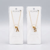 Puffy Heart & Initial Charm Pendant Chain Necklace