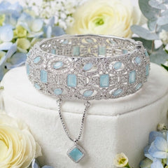 Silver-Plated Feroza Stone Openable Kangan - Each