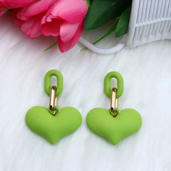 Matte Acrylic Heart Link Drop Earrings