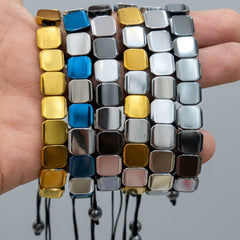 Metallic Square Bead Adjustable Cord Bracelet