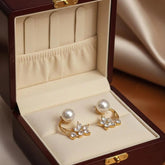 Luxury Pearl Butterfly Earrings – Gold-Tone Stainless Steel