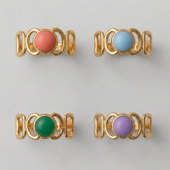 Golden Interlocking Cutout Stone Ring