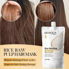 Bioaqua Rice Pulp Hair Mask Smooth - 400g