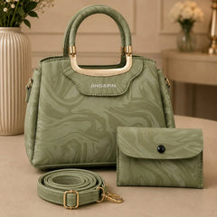 JING&PIN Women's Marble Pattern Handbag & Wallet Set