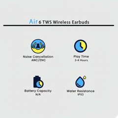 Air 6 TWS Wireless Earbuds - Each