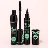 2 in 1 HudaMoji Princess False lash effect Mascara (green case) Black Liner