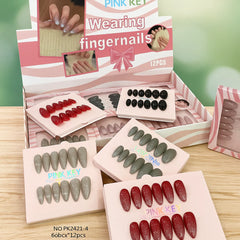 Pink Key Fancy Glittery Nails