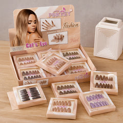 Pink Key Cats Eve Artifical Nails