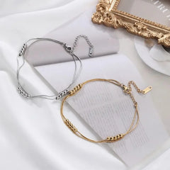 Double Layer Beaded Snake Chain Bracelet