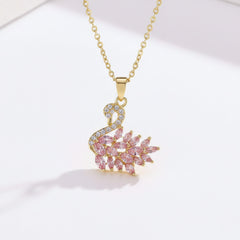 Golden Korean Style Swan Pendant Necklace