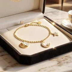 Gold Celestial Sun Moon & Star Charm Bracelet
