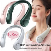 Portable Bladeless Neck Fan – USB Rechargeable 360° Cooling Hanging Fan