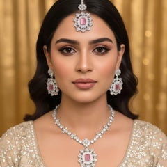 Rajwari Necklace Set Combo – Bracelet, Jhumki & Necklace