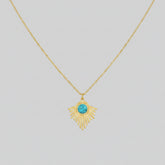 Gold Turquoise Sunburst Necklace - Each