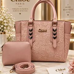 Embossed Floral Handbag Set