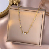 Gold Zircon Bow Satellite Necklace