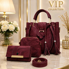 VIP Collection Brown 3-Piece Handbag Set