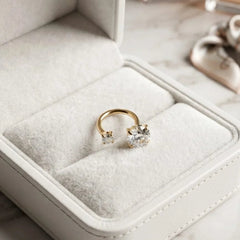 Stainless steel double stone Nose Hoop Ring - Each