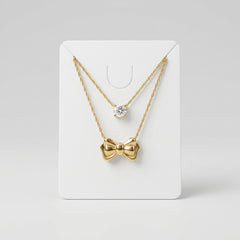 Gold Layered Bow Pendant Necklace