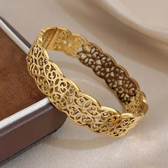 Stainless Steel Ornate Filigree Bangle - Each