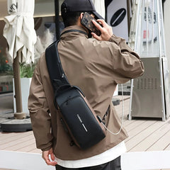 Men Anti Theft, USB Charging, Crossbody Short Travel Sling Bag Pack