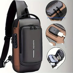 Men Anti Theft, USB Charging, Crossbody Short Travel Sling Bag Pack