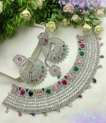 Silver Multi Necklace set