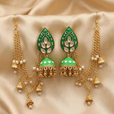 Jhumka earrings with Kundan stones and Sahary