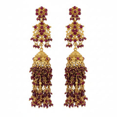 Indian Madrasi Long Jhumki with Pearl Work
