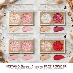 MSYAHO Sweet Cheeks Rose Pattern Highlighter & Blush Duo
