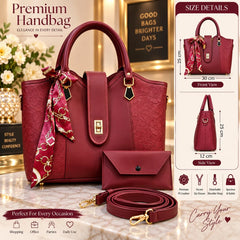 Embossed Floral Leather Womens Handbag Set