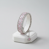 Stainless Steel Art Deco Inspired Statement Bangle - Blush and Crystal - Each