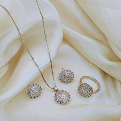 Stainless Steel Crystal/Zircon Locket Set - Each