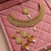 Rivas AD Necklace Set – Jhumki, Tikka & Pearl Crystal