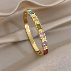 Stainless Steel multi-color zirconia Bracelet