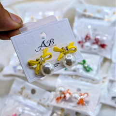 Art of Fashion Bow Earings With Pearl - Each Set