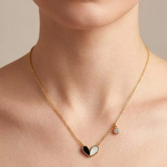 Stainless steel Black white Heart - Each