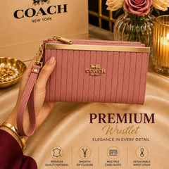 COACH Textured Leather Zip Wristlet