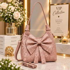 Embossed Bow Floral Handbag