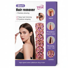 YESX 3-in-1 Rechargeable Hair Remover & Trimmer Set – Face, Nose & Eyebrow