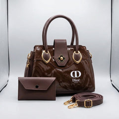 Dior Marble Print Top Handle Handbag with Wallet & Shoulder Strap