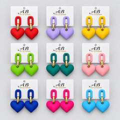 Matte Acrylic Heart Link Drop Earrings