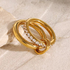 Stainless Steel Luxury Double Layer Ring