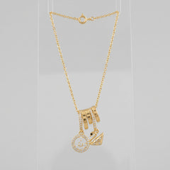 Gold Plated Multi Charm & Swan Pendant Chain Necklace