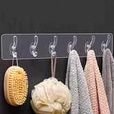 Self Adhesive Multi-Purpose 6 Transparent Hook Hanging Sticker