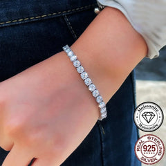 Classic Silver Crystal Tennis Bracelet
